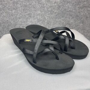 Teva Sandals Women's Size 11 Black Flip Flops Mush Soles Mandalyn Wedge